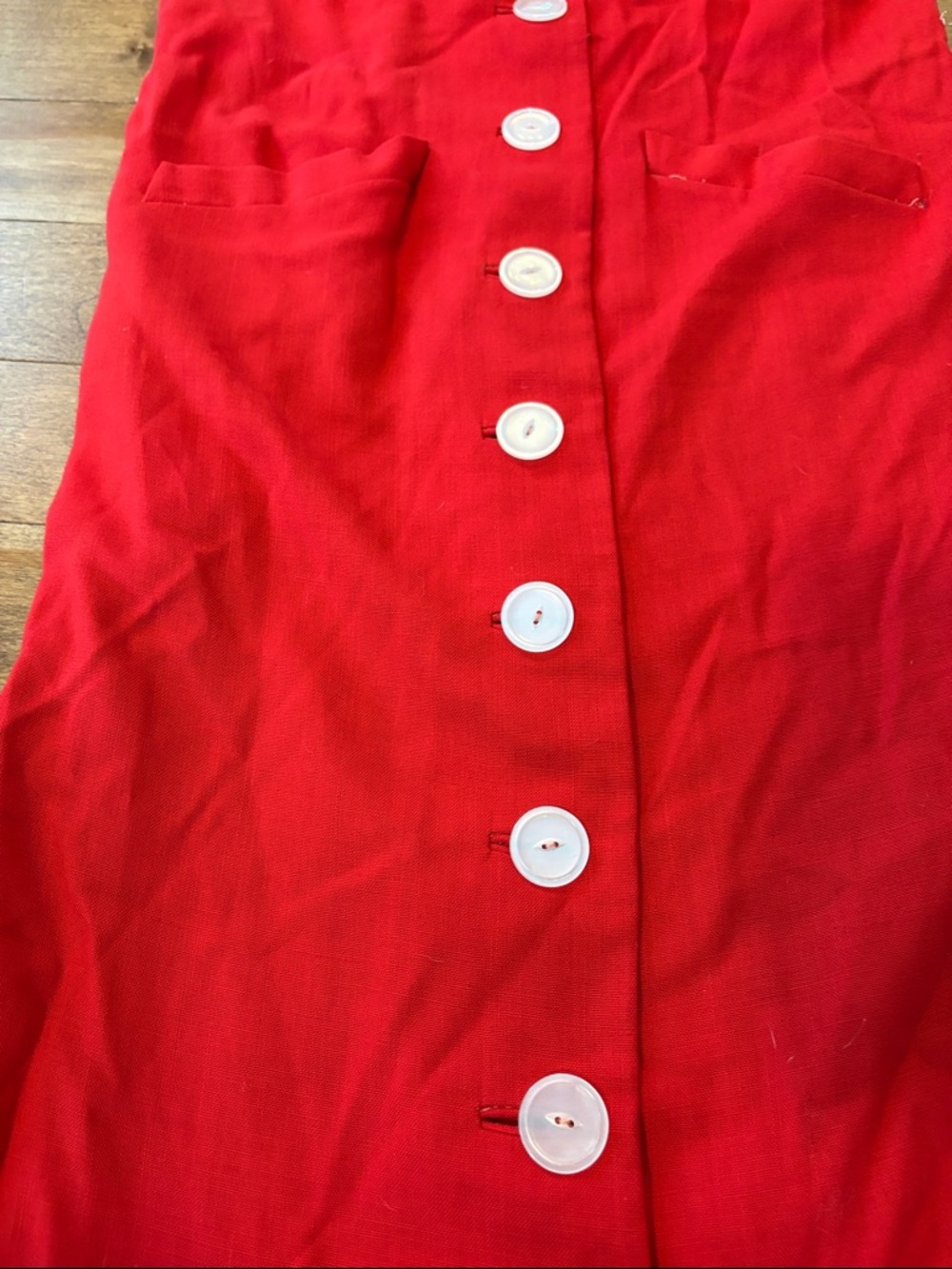 LAST CALL Vintage Red Button-Front Dress with White Polka-Dot Collar - Picture 7 of 9